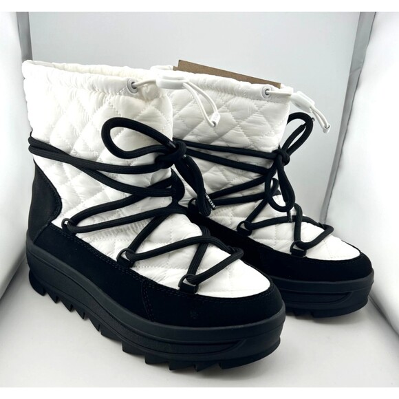 NIB Pajar Travita Womens US 8.5 Lace Up Winter Boots Waterproof Black White Snow - Picture 1 of 10
